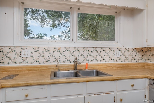 kitchen featuring sink, white cabinets, and a healthy amount of sunlight