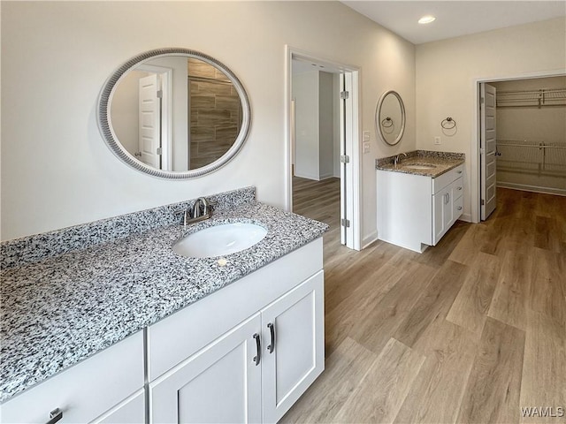 bathroom featuring vanity and wood-type flooring