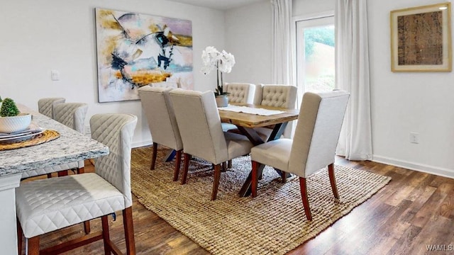 dining area featuring dark hardwood / wood-style floors