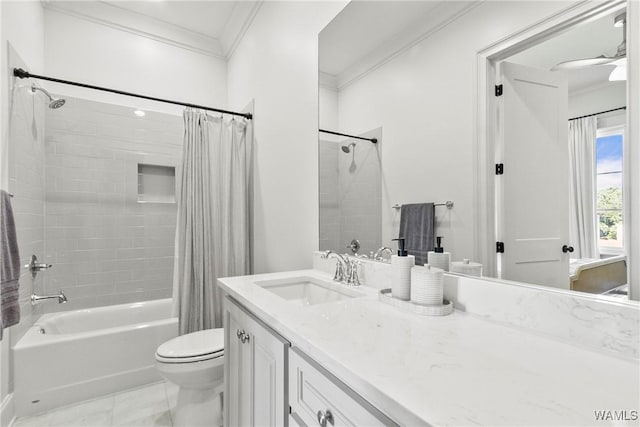 5377 Alexander Ave, Tuscaloosa, AL 35406 - full bath with shower / bathtub combination with curtain, vanity, and ornamental molding