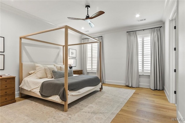 5377 Alexander Ave, Tuscaloosa, AL 35406 - bedroom featuring wood finished floors, ornamental molding, recessed lighting, and ceiling fan
