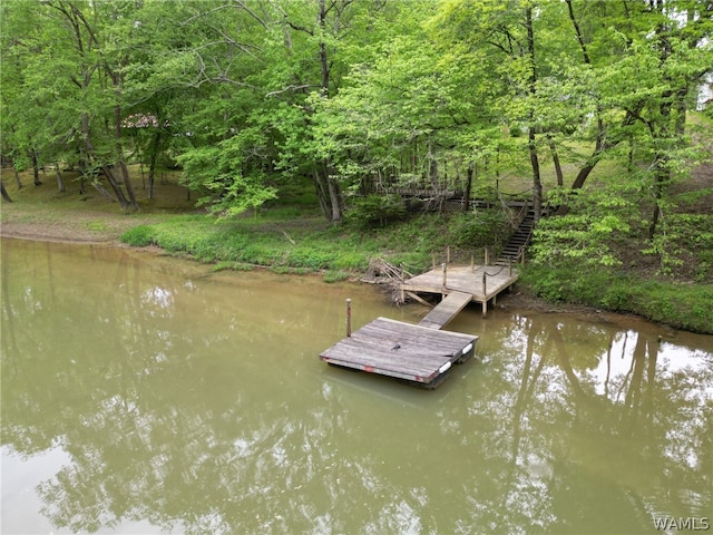 view of dock featuring a water view