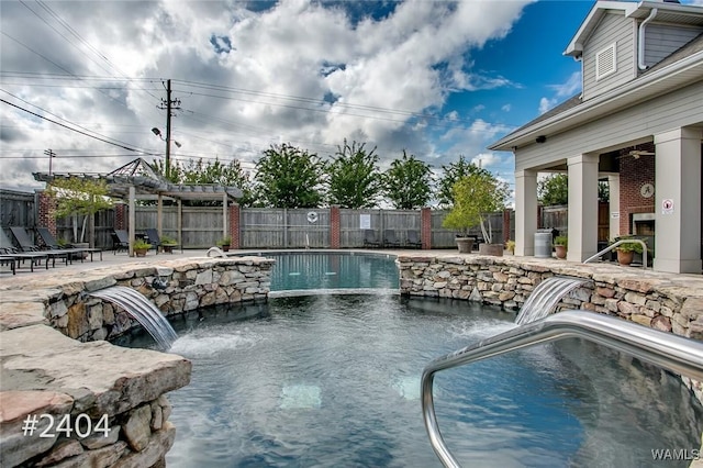 view of swimming pool featuring a fenced backyard, a fenced in pool, and a patio