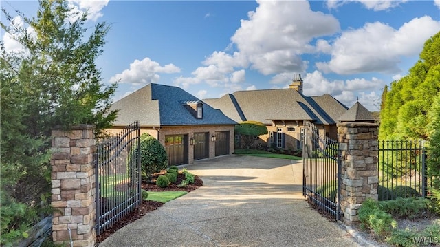 1231 Diamond Point Cir, Tuscaloosa, AL 35406 - view of front facade featuring an attached garage, concrete driveway, roof with shingles, and a gate