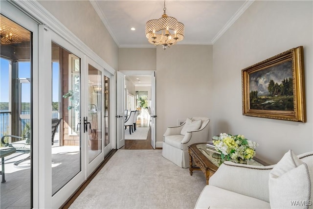 1231 Diamond Point Cir, Tuscaloosa, AL 35406 - interior space featuring french doors, baseboards, an inviting chandelier, and crown molding