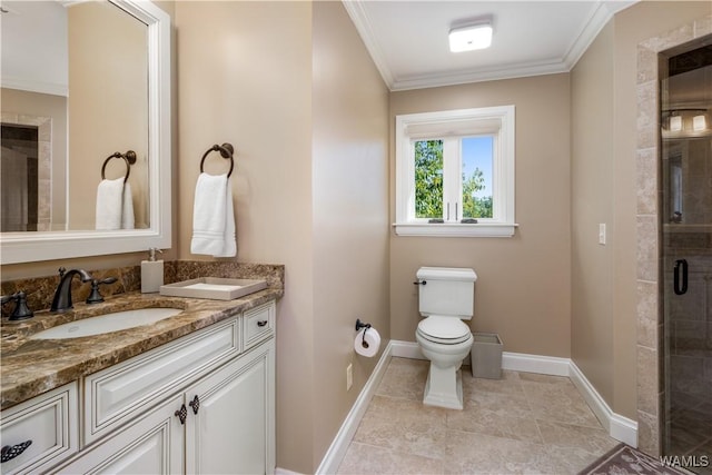 1231 Diamond Point Cir, Tuscaloosa, AL 35406 - full bath with a stall shower, a sink, crown molding, double vanity, and baseboards