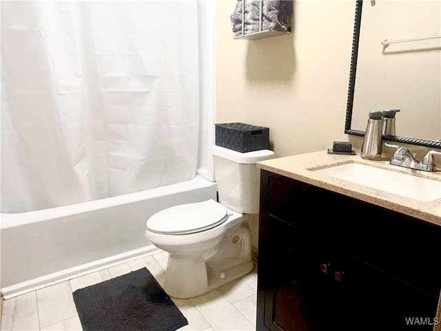 5211 Briarcliff Dr, Northport, AL 35473 - bathroom featuring vanity, shower / bathtub combination with curtain, and tile patterned floors
