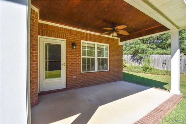 view of patio with ceiling fan