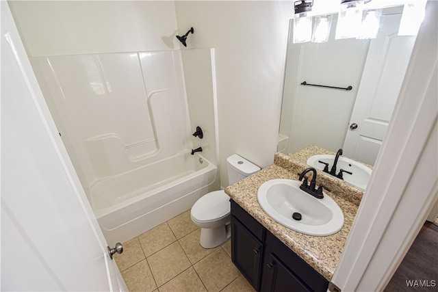 full bathroom with tile patterned flooring, vanity, toilet, and shower / bath combination