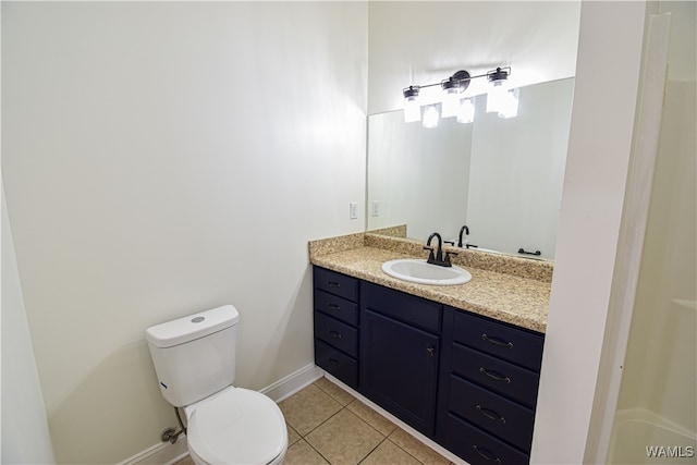 bathroom featuring tile patterned floors, vanity, and toilet