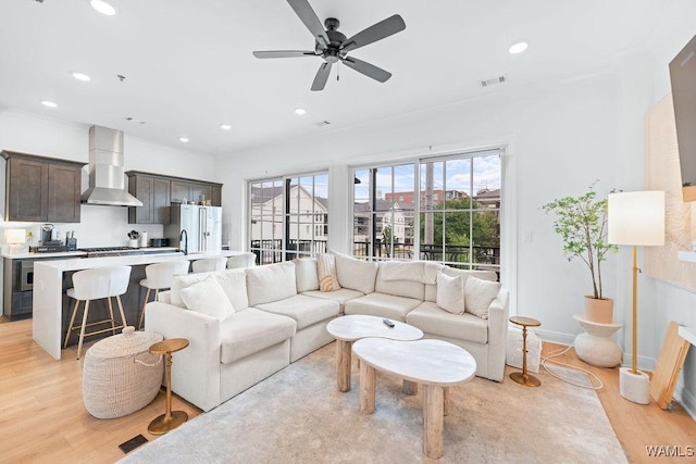 800 Red Drew Ave, Tuscaloosa, AL 35401 - living room with light wood-style flooring, recessed lighting, and ceiling fan