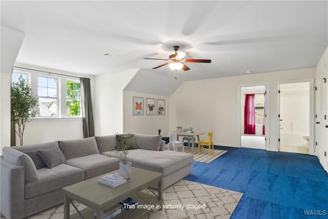 9437 Crete Cir, Tuscaloosa, AL 35406 - carpeted living area featuring ceiling fan and baseboards