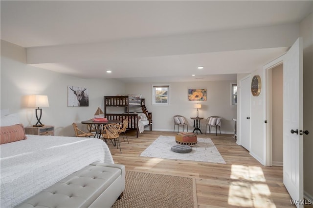 bedroom featuring light hardwood / wood-style floors