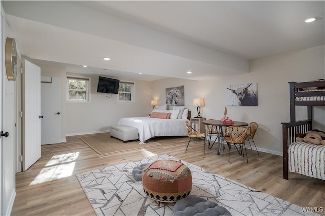 bedroom featuring light wood-type flooring