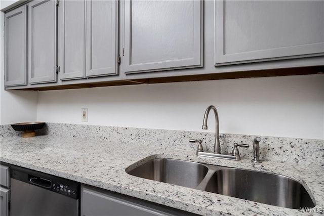 1009 12th St Unit 19, Tuscaloosa, AL 35401 - kitchen featuring dishwasher, gray cabinetry, and light stone countertops