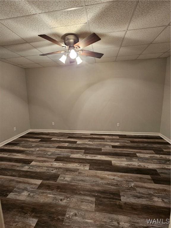 14541 Keenes Mill Rd, Coaling, AL 35453 - spare room with a paneled ceiling, dark wood finished floors, baseboards, and a ceiling fan