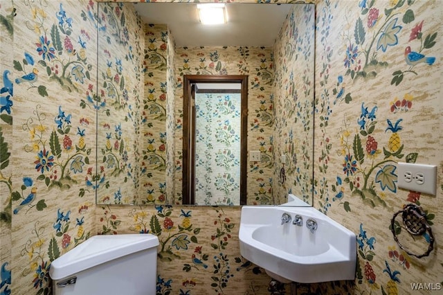 5204 Dove Creek Ave, Northport, AL 35473 - half bathroom featuring toilet and wallpapered walls