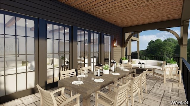 view of patio / terrace with an outdoor hangout area and outdoor dining space