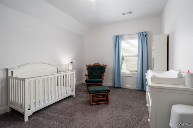 11210 Davis Pl, Northport, AL 35475 - bedroom featuring carpet floors, lofted ceiling, and a crib