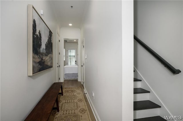 corridor featuring hardwood / wood-style floors