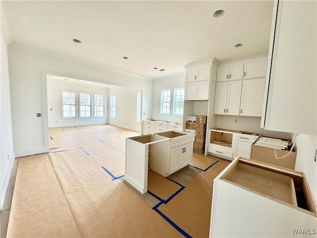 kitchen with white cabinets