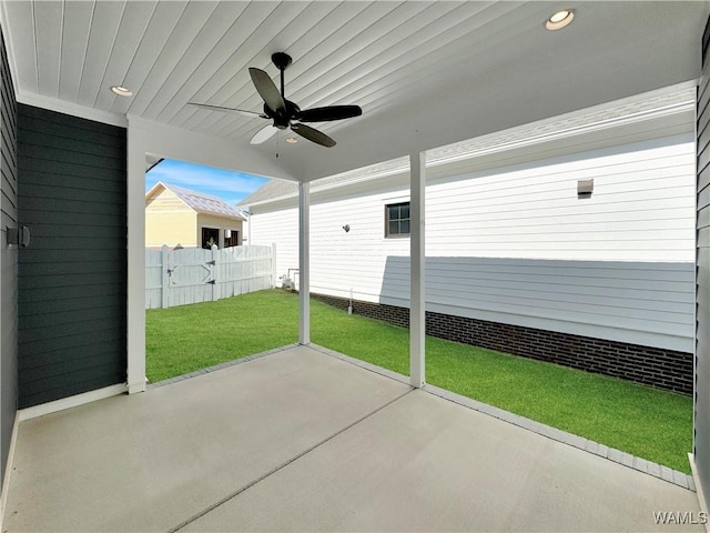 view of patio with ceiling fan