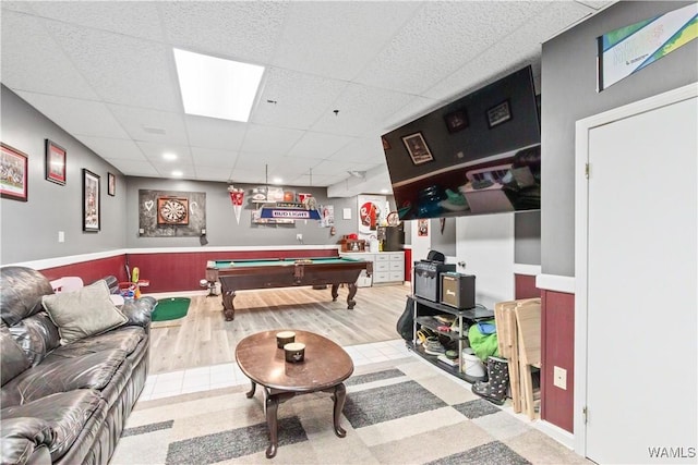 15551 Oakwood Dr, Brookwood, AL 35444 - game room with a paneled ceiling, billiards, and light flooring
