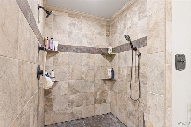 15551 Oakwood Dr, Brookwood, AL 35444 - full bath featuring tiled shower and ornamental molding
