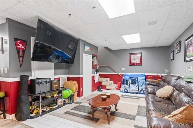 15551 Oakwood Dr, Brookwood, AL 35444 - living area with a paneled ceiling and stairs