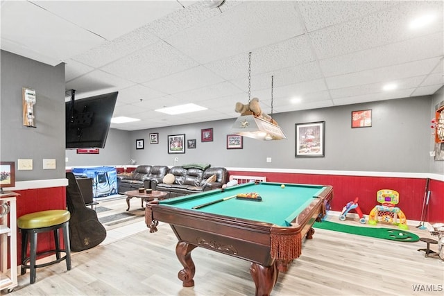 15551 Oakwood Dr, Brookwood, AL 35444 - rec room featuring wood finished floors, a drop ceiling, and pool table