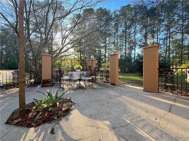 view of patio / terrace with fence and outdoor dining area