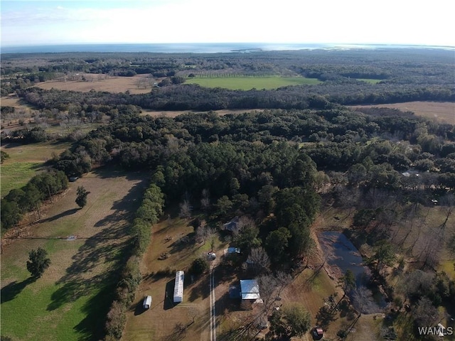 birds eye view of property with a rural view