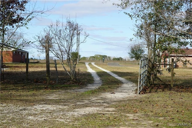 view of road with a rural view