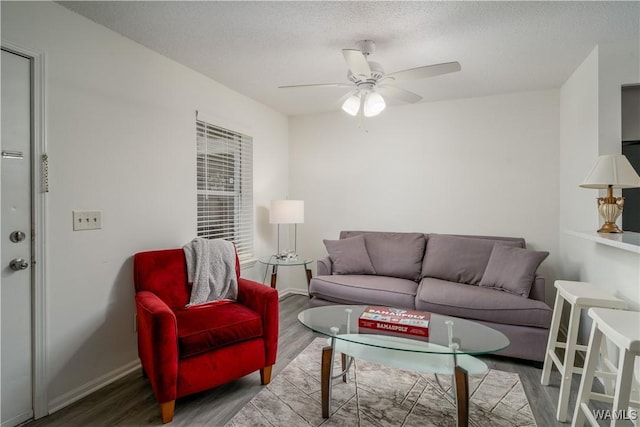 1009 12th St Unit 3, Tuscaloosa, AL 35401 - living area featuring wood finished floors, a ceiling fan, and a textured ceiling