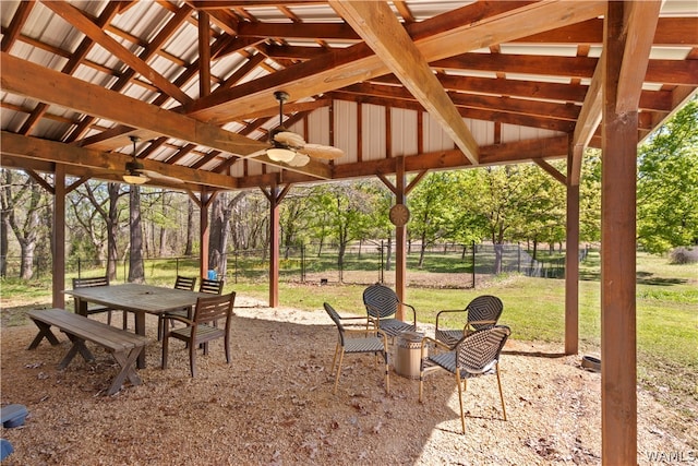 view of patio / terrace featuring ceiling fan