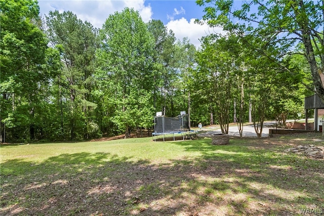 view of yard with a trampoline