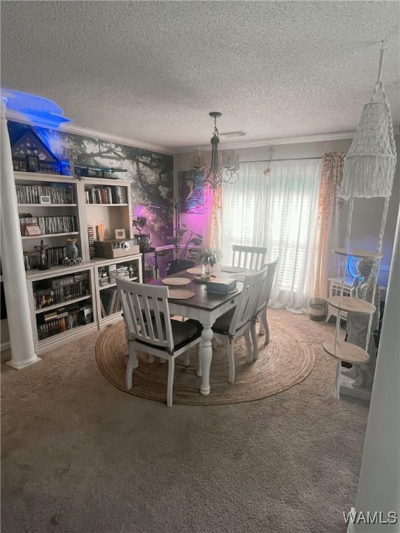 2712 Shady Bank Ln, Northport, AL 35473 - dining room featuring a textured ceiling and carpet
