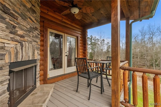 20442 Old Jasper Rd, Northport, AL 35475 - wooden terrace featuring french doors and a ceiling fan