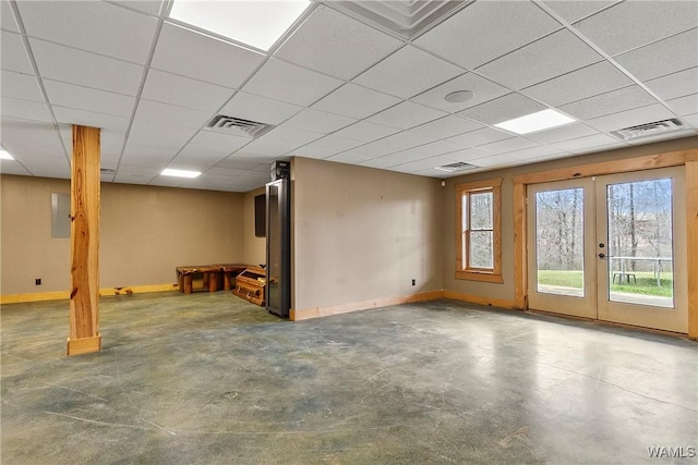 20442 Old Jasper Rd, Northport, AL 35475 - below grade area featuring a paneled ceiling, visible vents, and baseboards