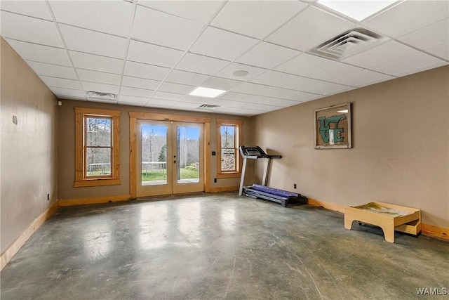 20442 Old Jasper Rd, Northport, AL 35475 - workout room featuring a wealth of natural light, visible vents, and a drop ceiling
