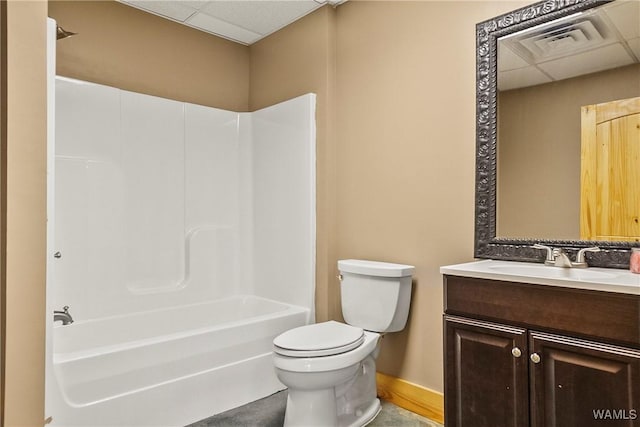 20442 Old Jasper Rd, Northport, AL 35475 - bathroom featuring visible vents, a paneled ceiling, toilet, and vanity