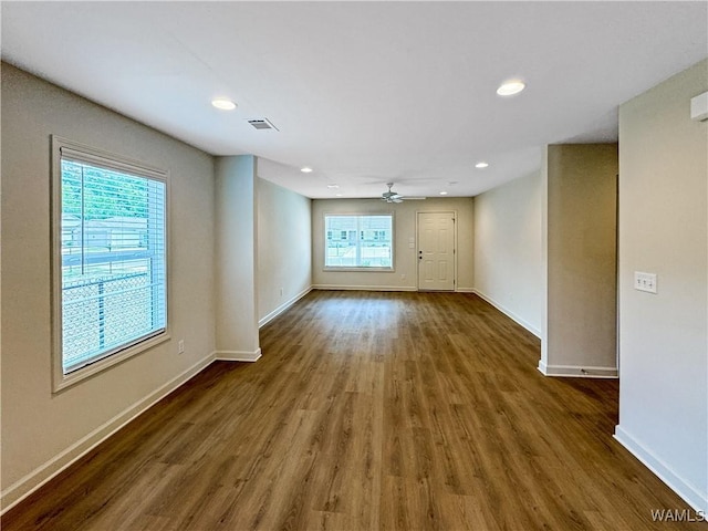 11604 Cripple Creek Rd, Berry, AL 35546 - unfurnished room with wood finished floors, baseboards, ceiling fan, and recessed lighting