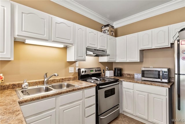 303 Helen Keller Blvd Unit B117, Tuscaloosa, AL 35404 - kitchen featuring a sink, white cabinets, appliances with stainless steel finishes, and under cabinet range hood