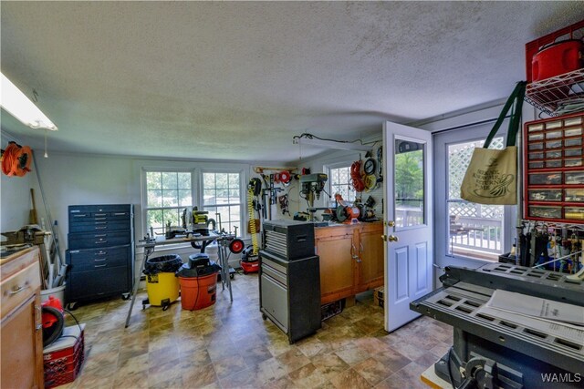 kitchen with a textured ceiling