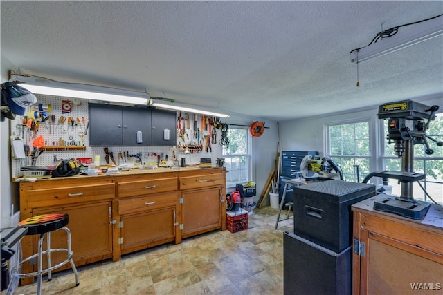 kitchen with a textured ceiling