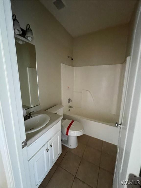 full bathroom with tile patterned floors, vanity, toilet, and bathing tub / shower combination