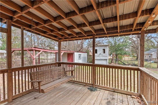 deck featuring an outbuilding