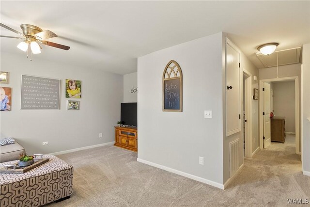 2757 Lily Cir, Northport, AL 35473 - living area with attic access, light carpet, and ceiling fan