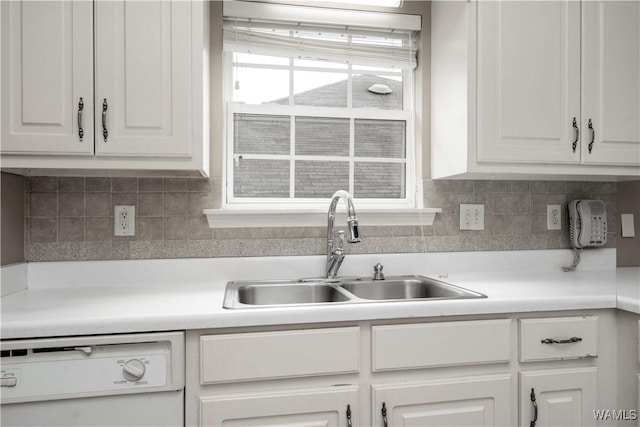 6128 Covington Villas Dr, Tuscaloosa, AL 35405 - kitchen featuring white dishwasher, white cabinetry, and tasteful backsplash