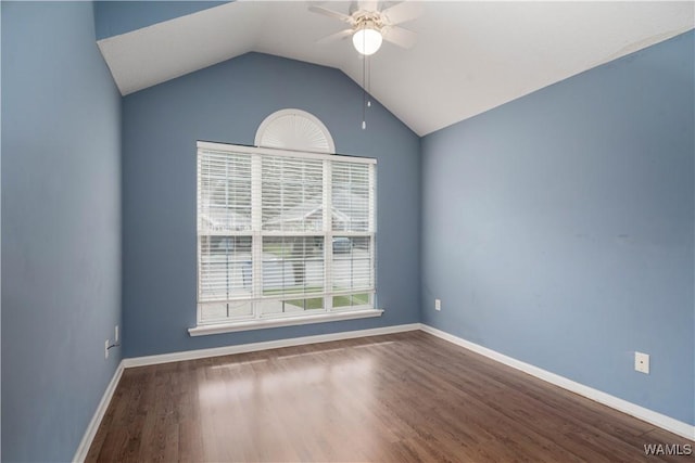 6128 Covington Villas Dr, Tuscaloosa, AL 35405 - spare room featuring a ceiling fan, wood finished floors, and lofted ceiling